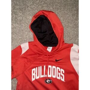 Nike Therma Fit Fleece Jacket Hoodie Red UGA Georgia Bulldogs Mens Medium Warm